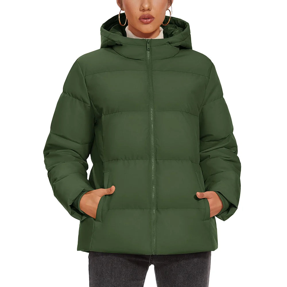 TACVASEN Winter Down Jackets Womens Hooded Puffer Jackets Lightweight Thermal Warm Down Coats Padded Jacket Quilted Coat Outwear