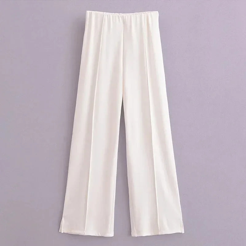 Women Pants Sets Elegant O-neck Long Sleeve Sweatshirt Elastic Waist Straight Pants Suit 2025 Spring Autumn New Lady Sportwears