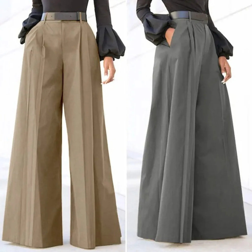 Flared Palazzo Pants For Women Cropped Cotton Linen Comfy Baggy Pants With Pockets Fashion Elegant Party High Waist Trousers
