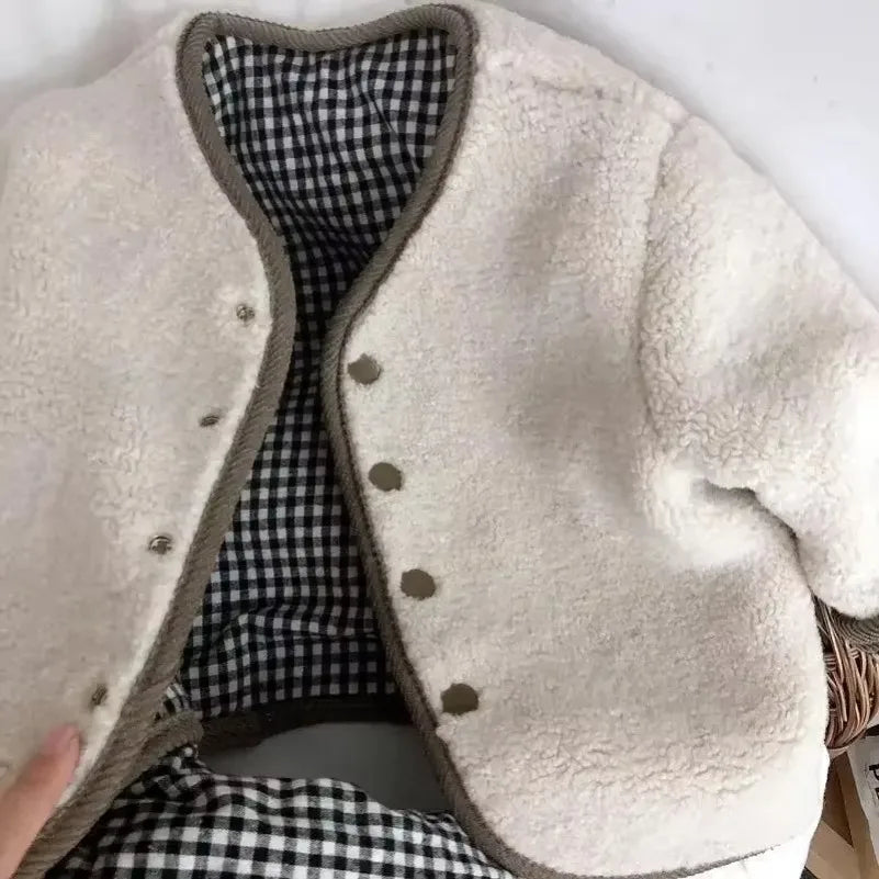 Two Sided Plaid Plush Jacket
