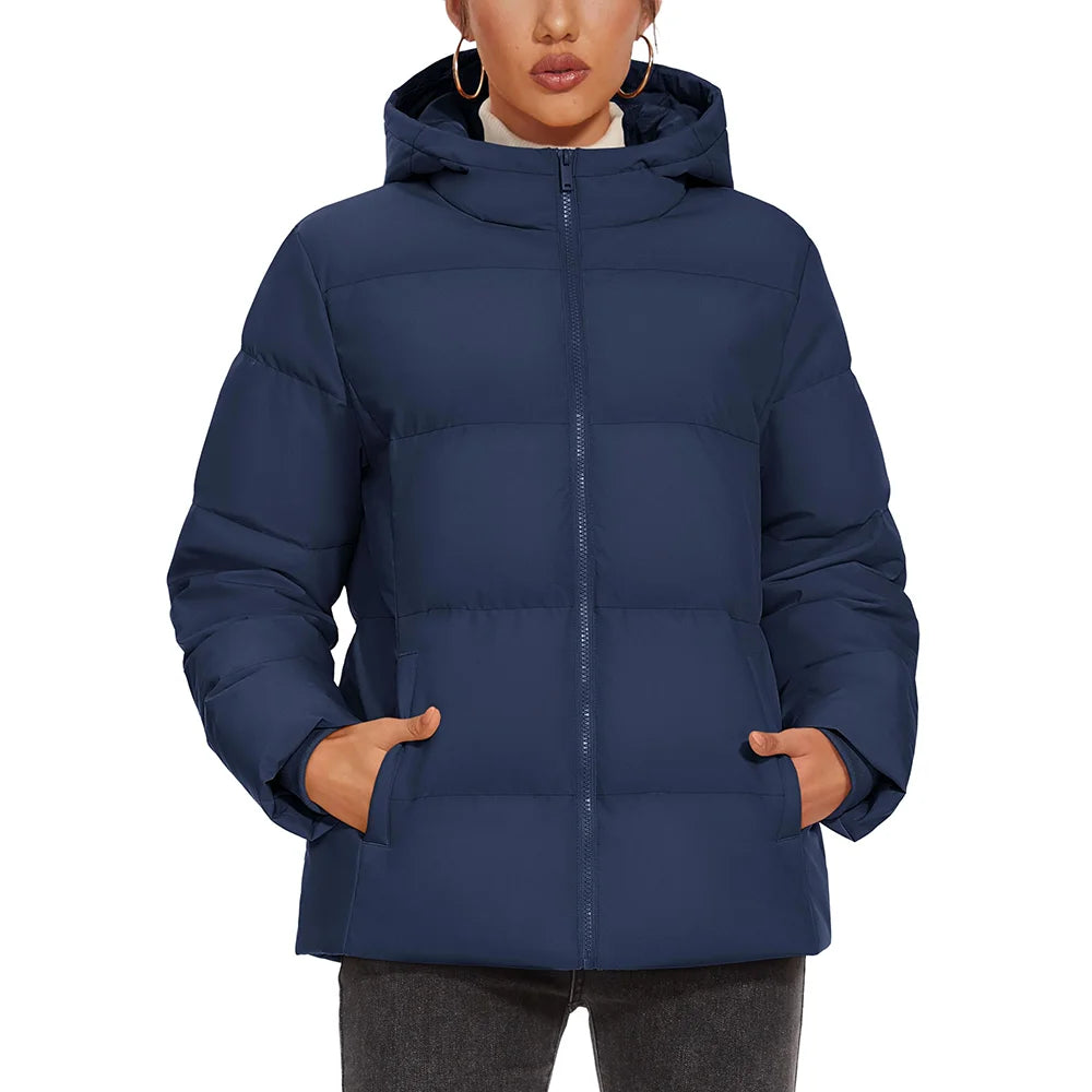 TACVASEN Winter Down Jackets Womens Hooded Puffer Jackets Lightweight Thermal Warm Down Coats Padded Jacket Quilted Coat Outwear
